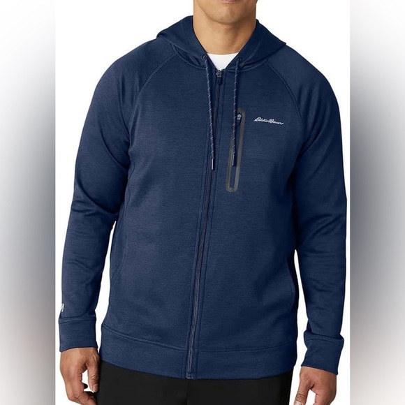Eddie Bauer Hoodie Mens Medium Blue FreeDry Perfomance Full Zip - Picture 1 of 12